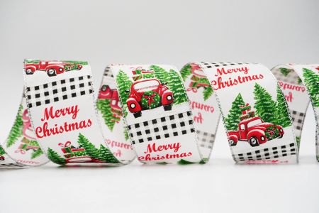 Red Vintage Trucks, Trees with Gifts Ribbon_KF6680G-1_White
